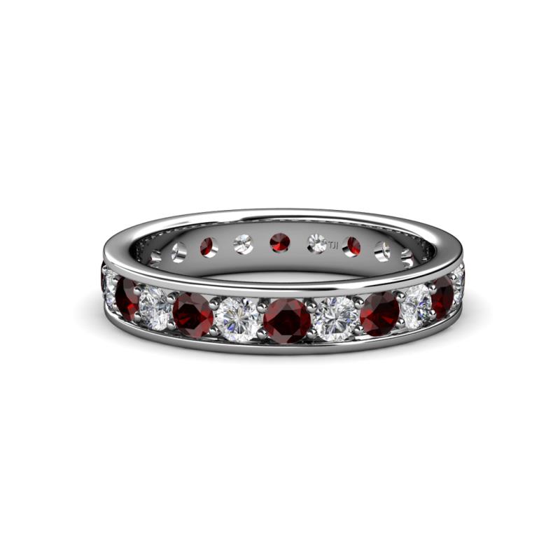 Livia 3.00 mm Red Garnet and Diamond Eternity Band 