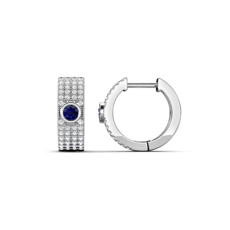 Niara 0.72 ctw Blue Sapphire with Lab Grown Diamonds Pave set Women Huggie Earrings 