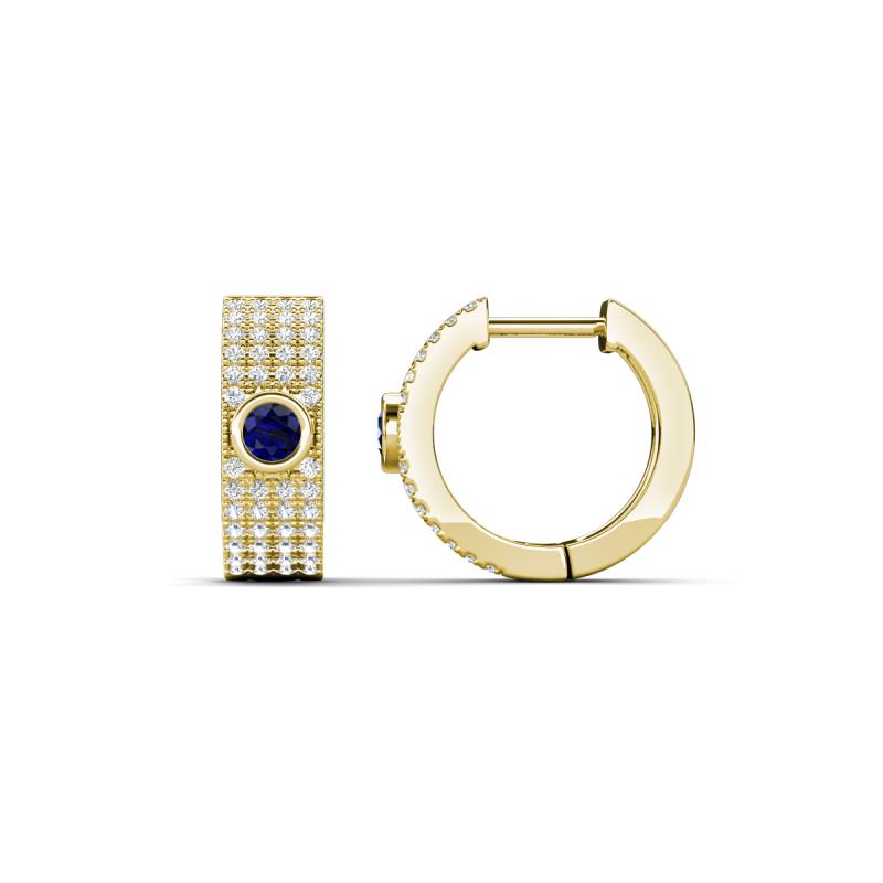 Niara 0.72 ctw Blue Sapphire with Lab Grown Diamonds Pave set Women Huggie Earrings 
