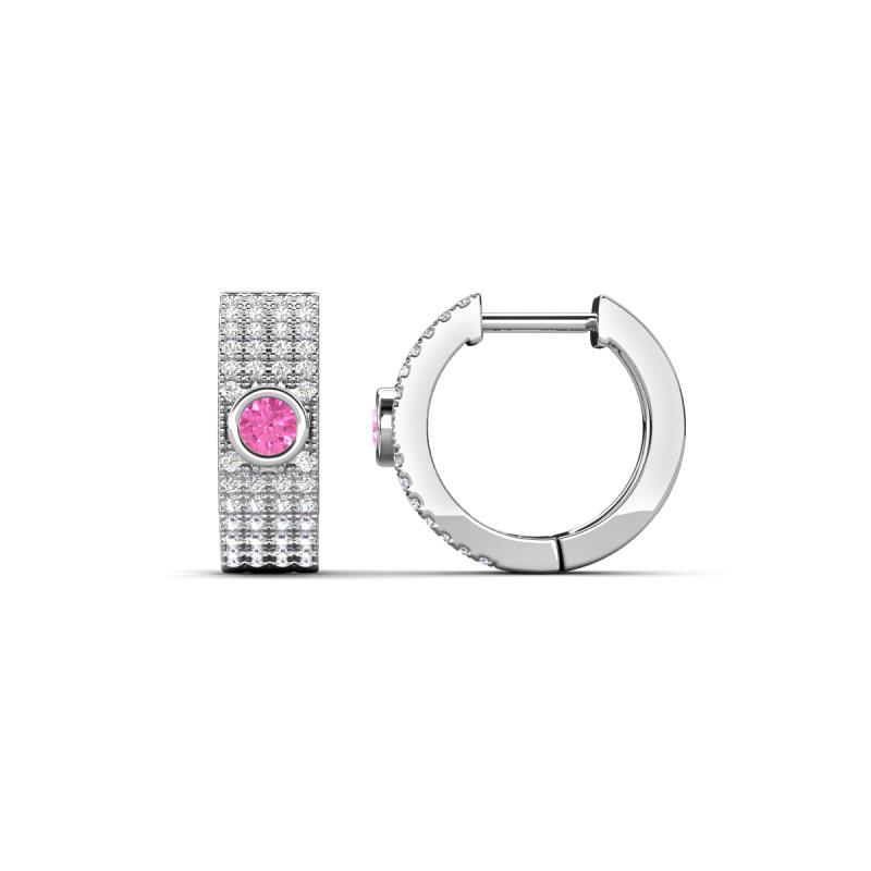 Niara 0.69 ctw Pink Sapphire with Lab Grown Diamonds Pave set Women Huggie Earrings 