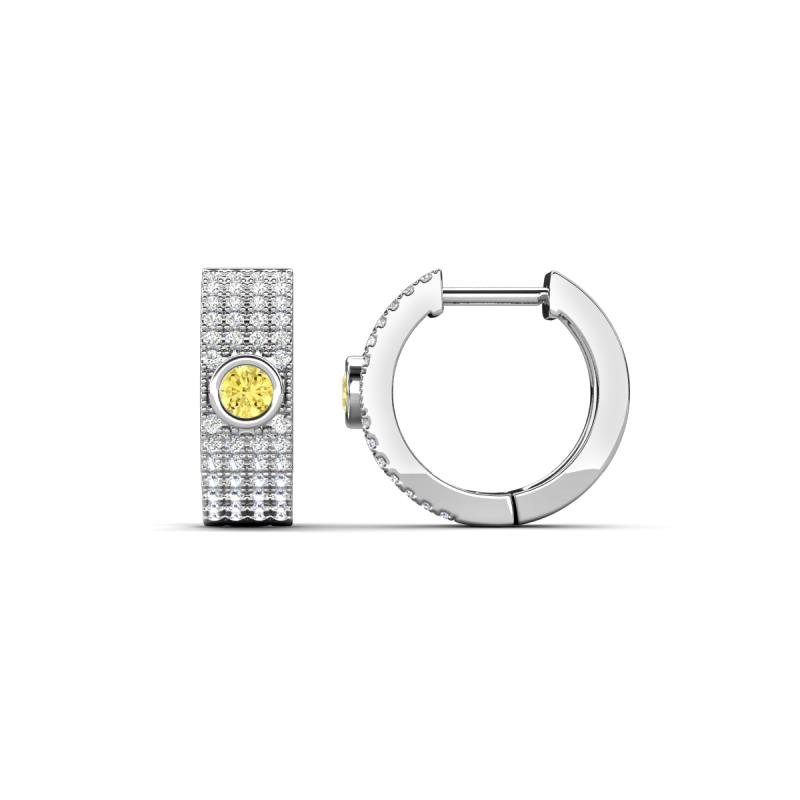 Niara 0.72 ctw Yellow Sapphire with Lab Grown Diamonds Pave set Women Huggie Earrings 