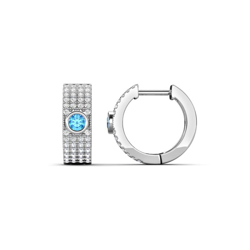 Niara 0.66 ctw Blue Topaz with Lab Grown Diamonds Pave set Women Huggie Earrings 