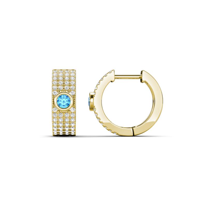 Niara 0.66 ctw Blue Topaz with Lab Grown Diamonds Pave set Women Huggie Earrings 