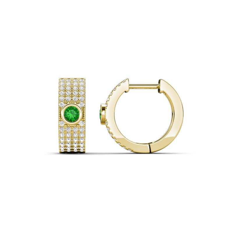 Niara 0.71 ctw Green Garnet with Lab Grown Diamonds Pave set Women Huggie Earrings 
