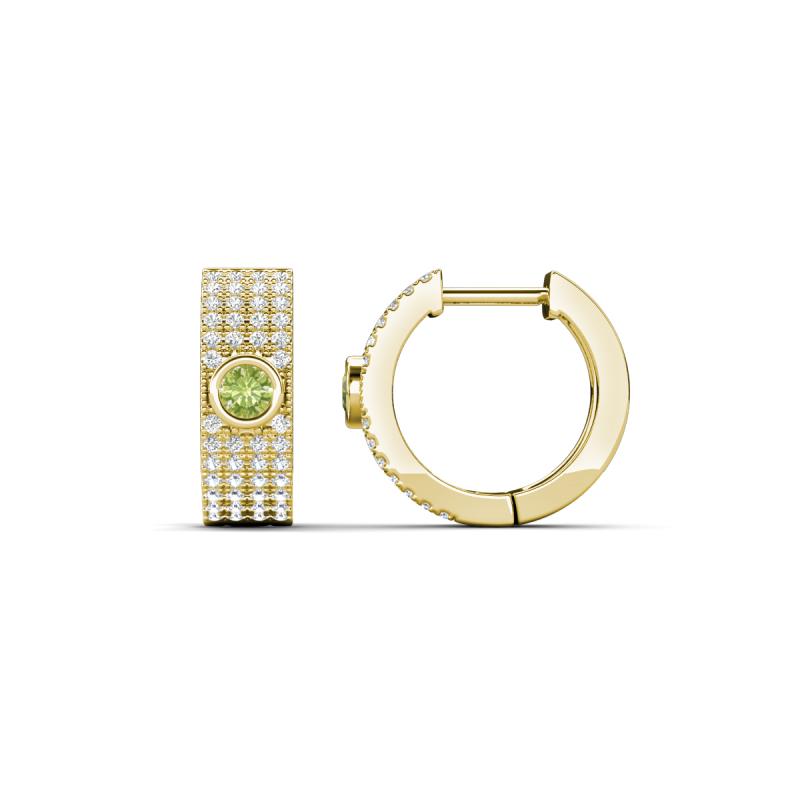 Niara 0.71 ctw Peridot with Lab Grown Diamonds Pave set Women Huggie Earrings 