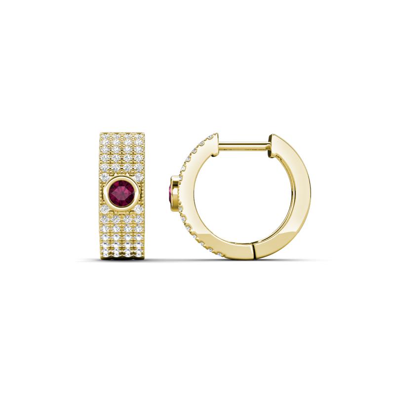 Niara 0.71 ctw Rhodolite Garnet with Lab Grown Diamonds Pave set Women Huggie Earrings 