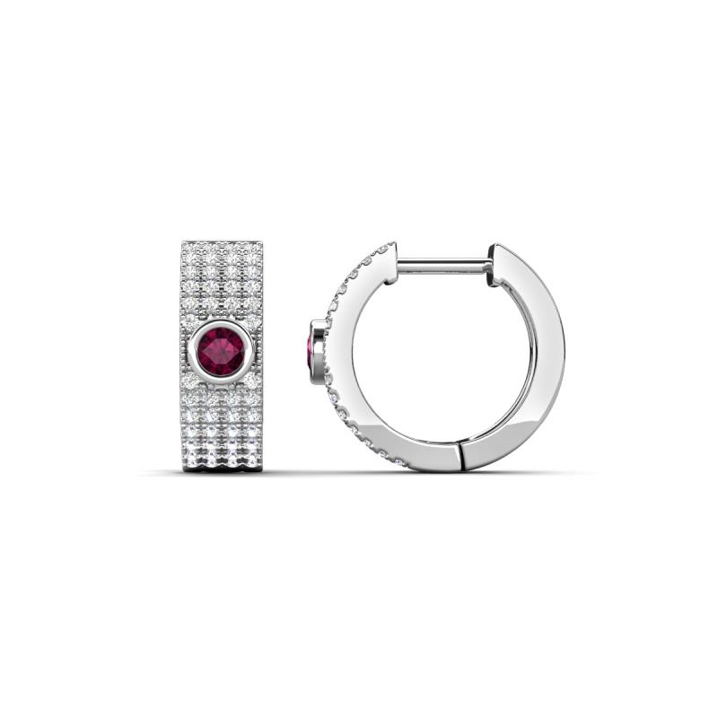 Niara 0.71 ctw Rhodolite Garnet with Lab Grown Diamonds Pave set Women Huggie Earrings 