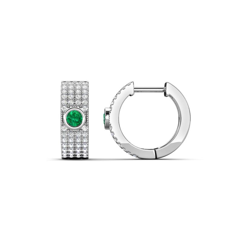 Niara 0.68 ctw Emerald with Lab Grown Diamonds Pave set Women Huggie Earrings 