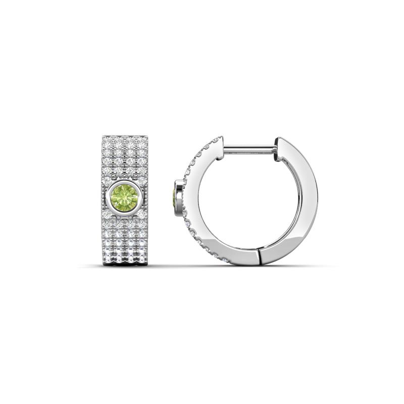 Niara 0.71 ctw Peridot with Lab Grown Diamonds Pave set Women Huggie Earrings 