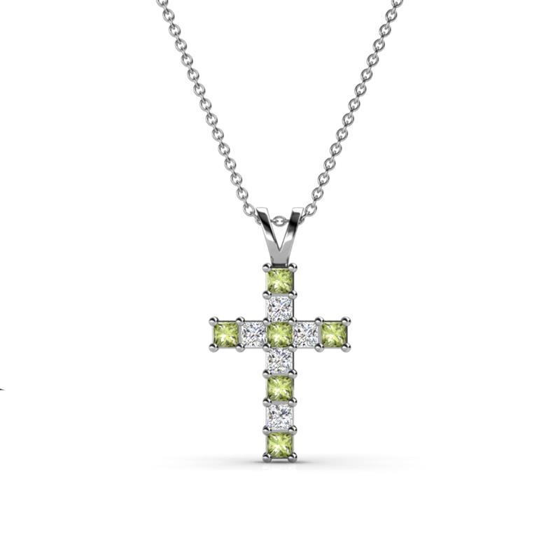 Ethel Peridot and Diamond Cross Pendant 
