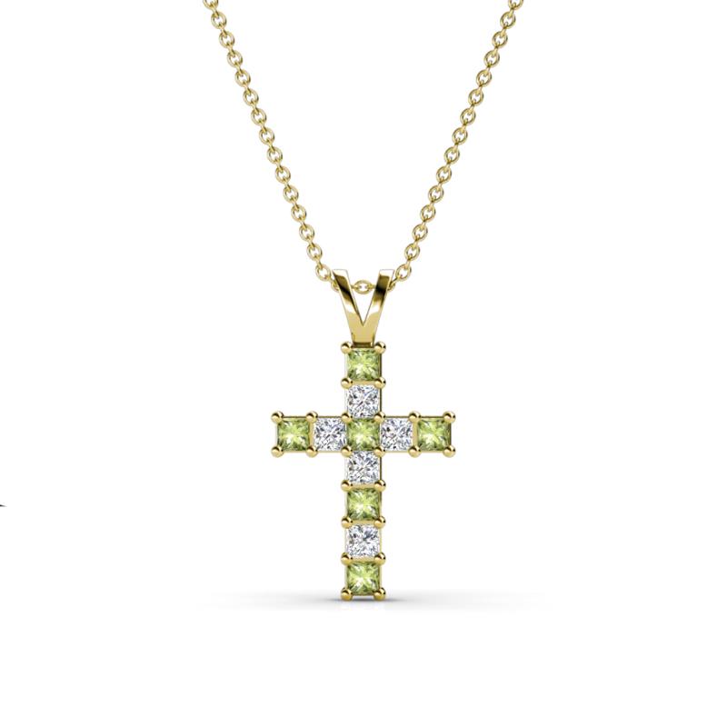 Ethel Peridot and Diamond Cross Pendant 