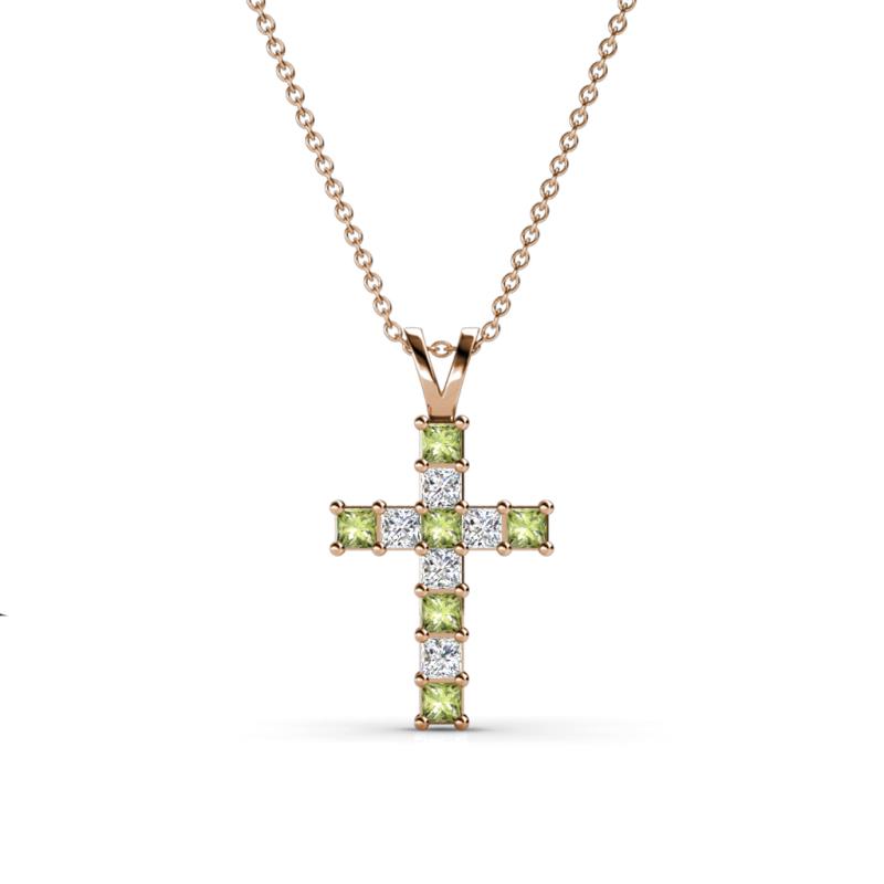 Ethel Peridot and Diamond Cross Pendant 