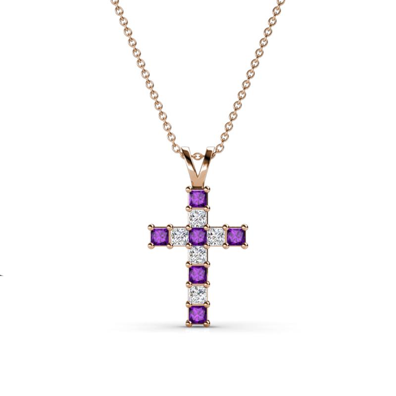 Ethel Amethyst and Diamond Cross Pendant 