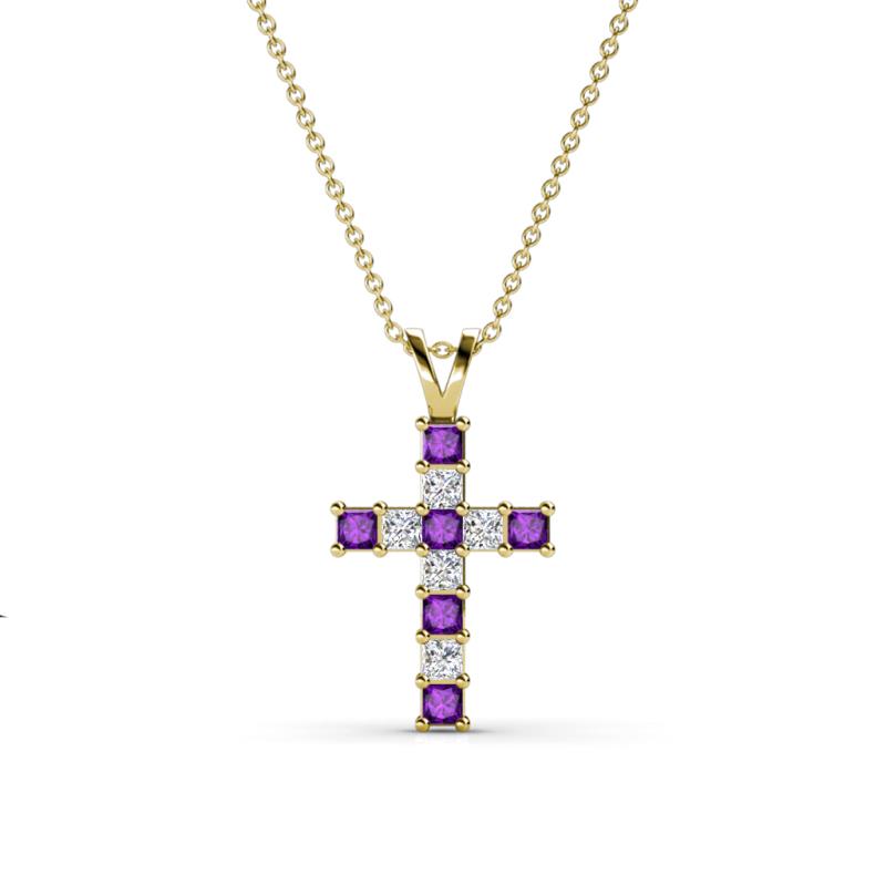 Ethel Amethyst and Diamond Cross Pendant 