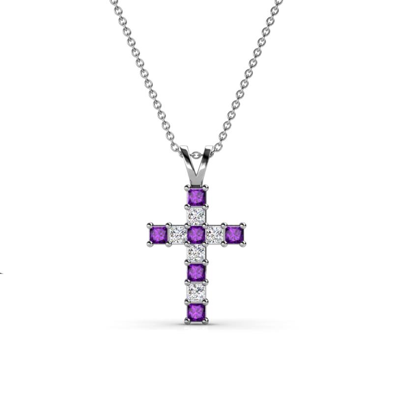 Ethel Amethyst and Diamond Cross Pendant 