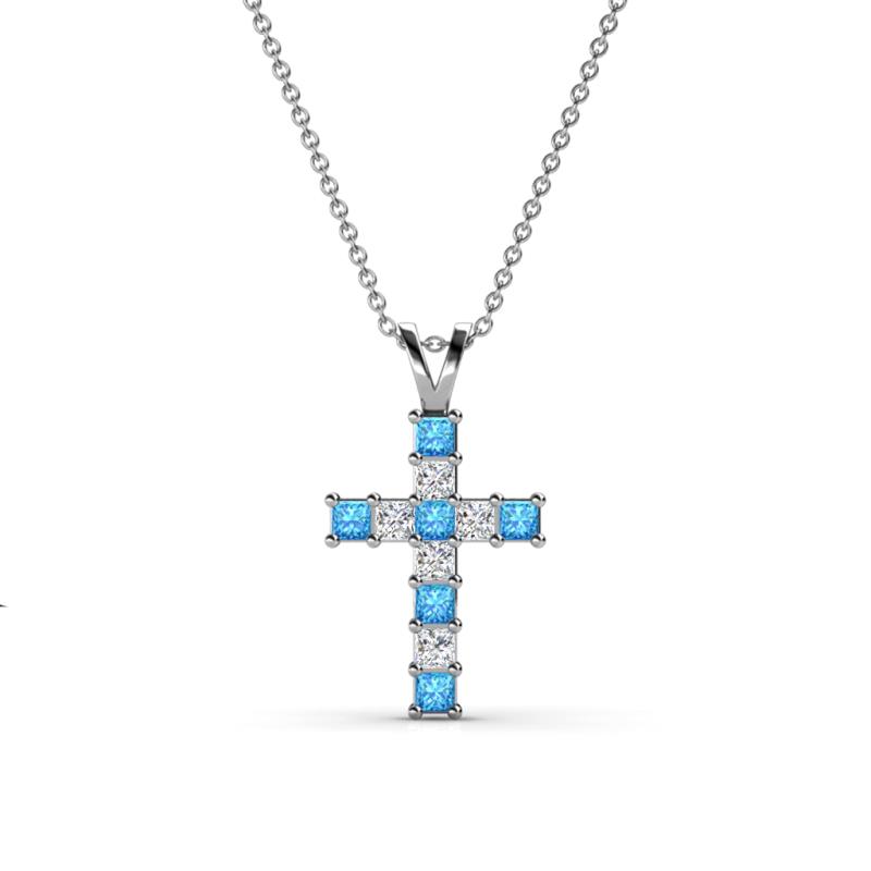 Ethel Blue Topaz and Diamond Cross Pendant 