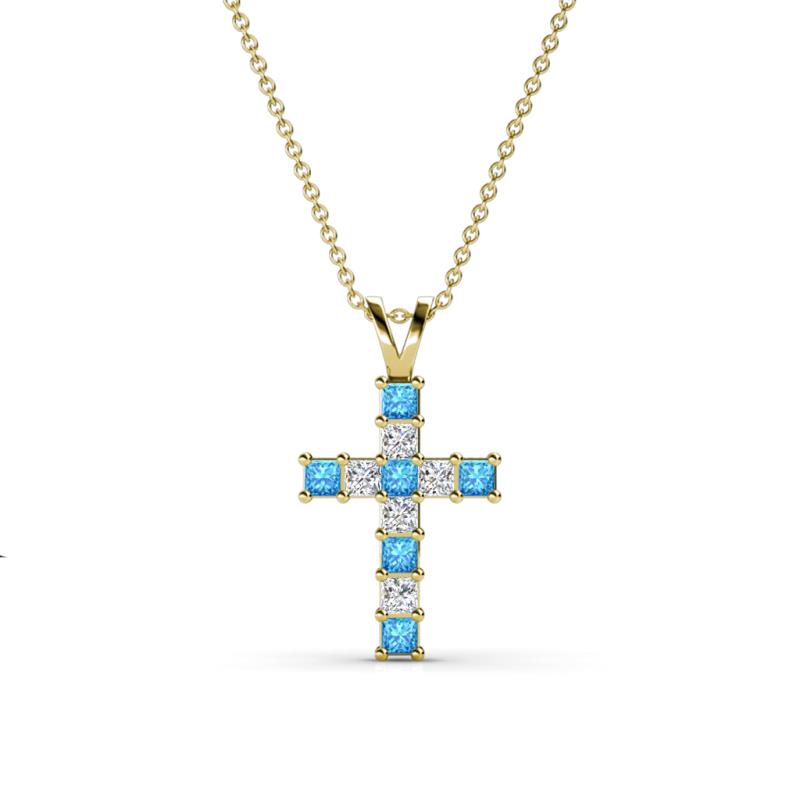 Ethel Blue Topaz and Diamond Cross Pendant 