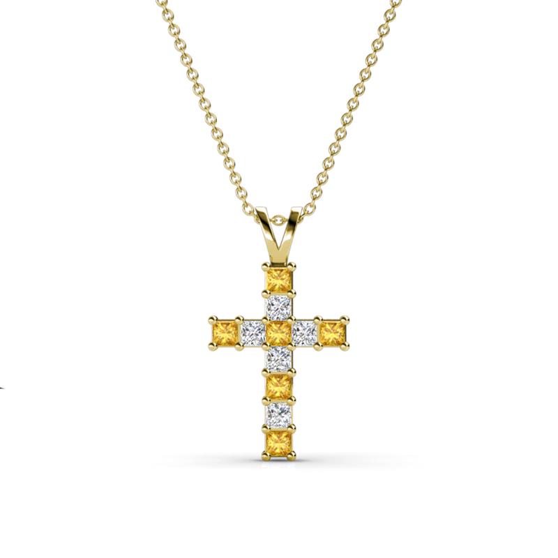 Ethel Citrine and Diamond Cross Pendant 