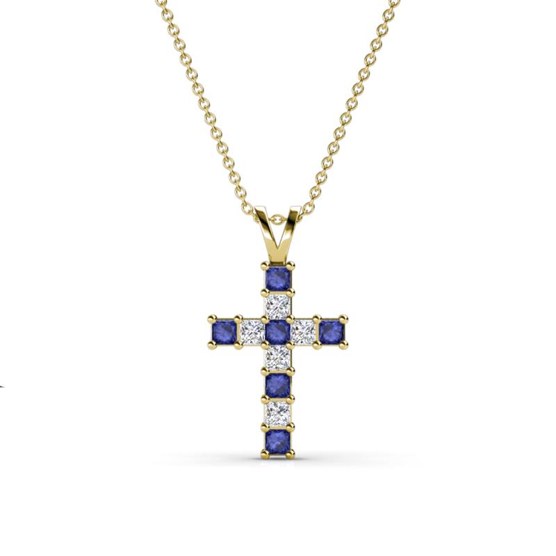 Ethel Iolite and Diamond Cross Pendant 