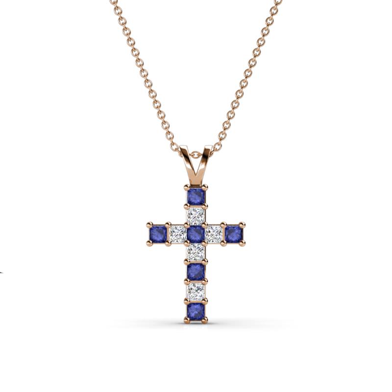 Ethel Iolite and Diamond Cross Pendant 