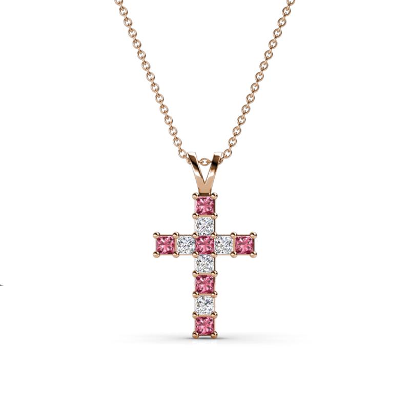 Ethel Pink Tourmaline and Diamond Cross Pendant 