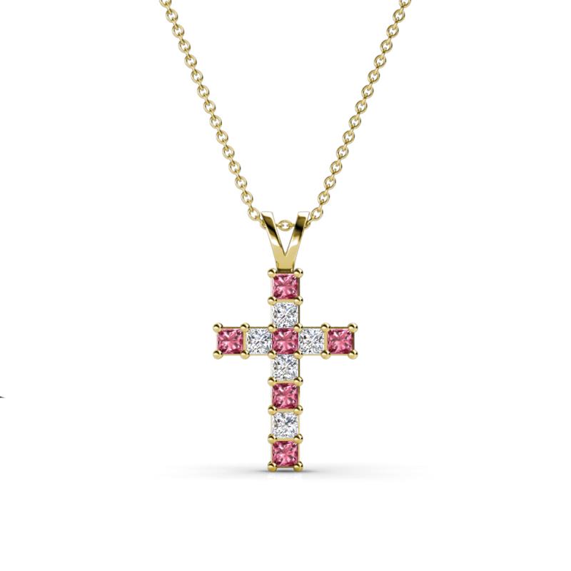 Ethel Pink Tourmaline and Lab Grown Diamond Cross Pendant 