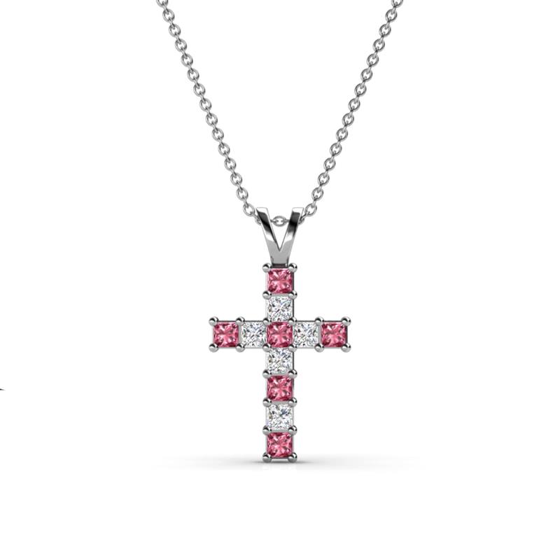 Ethel Pink Tourmaline and Diamond Cross Pendant 