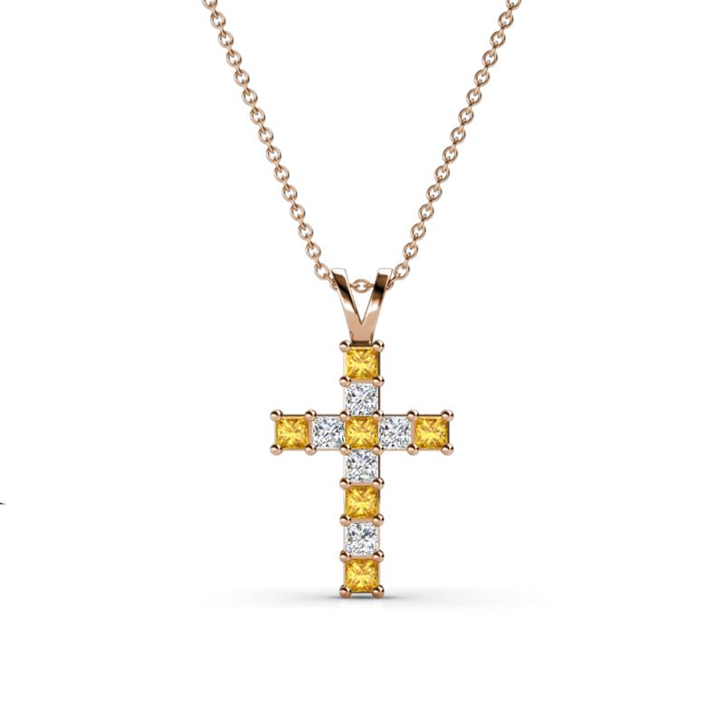 Ethel Citrine and Lab Grown Diamond Cross Pendant 