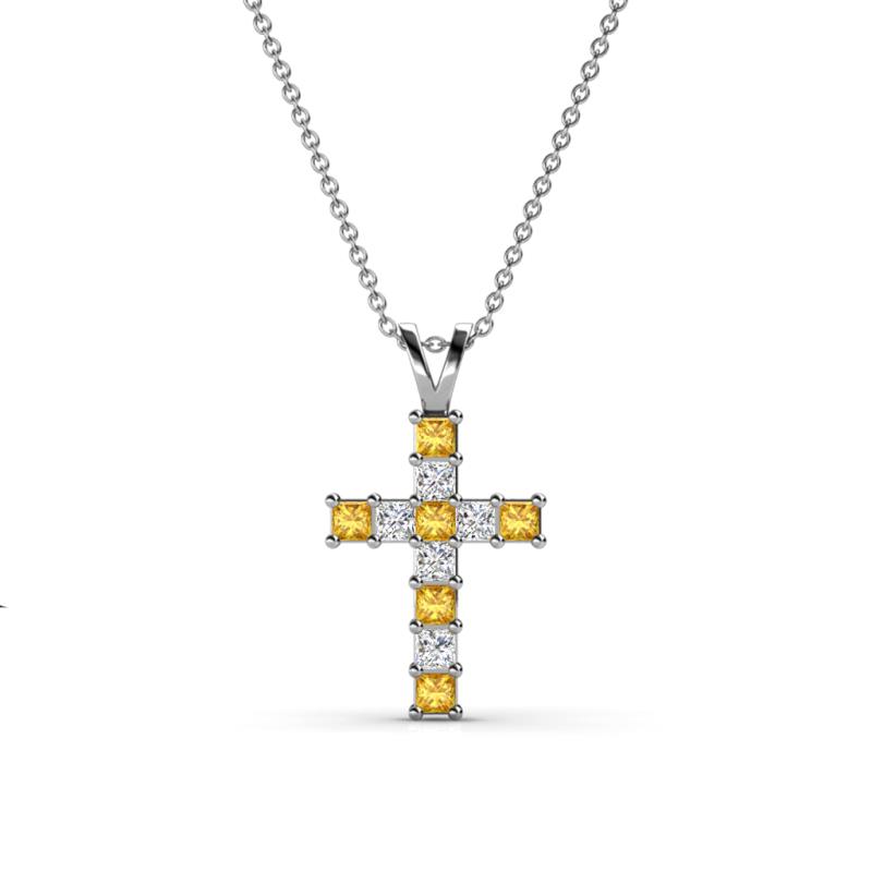 Ethel Citrine and Lab Grown Diamond Cross Pendant 