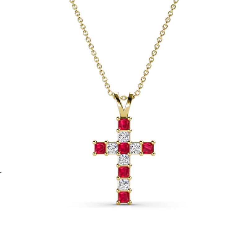 Ethel Ruby and Diamond Cross Pendant 