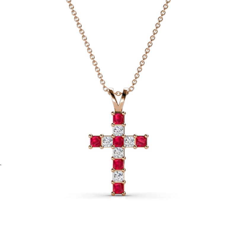 Ethel Ruby and Lab Grown Diamond Cross Pendant 