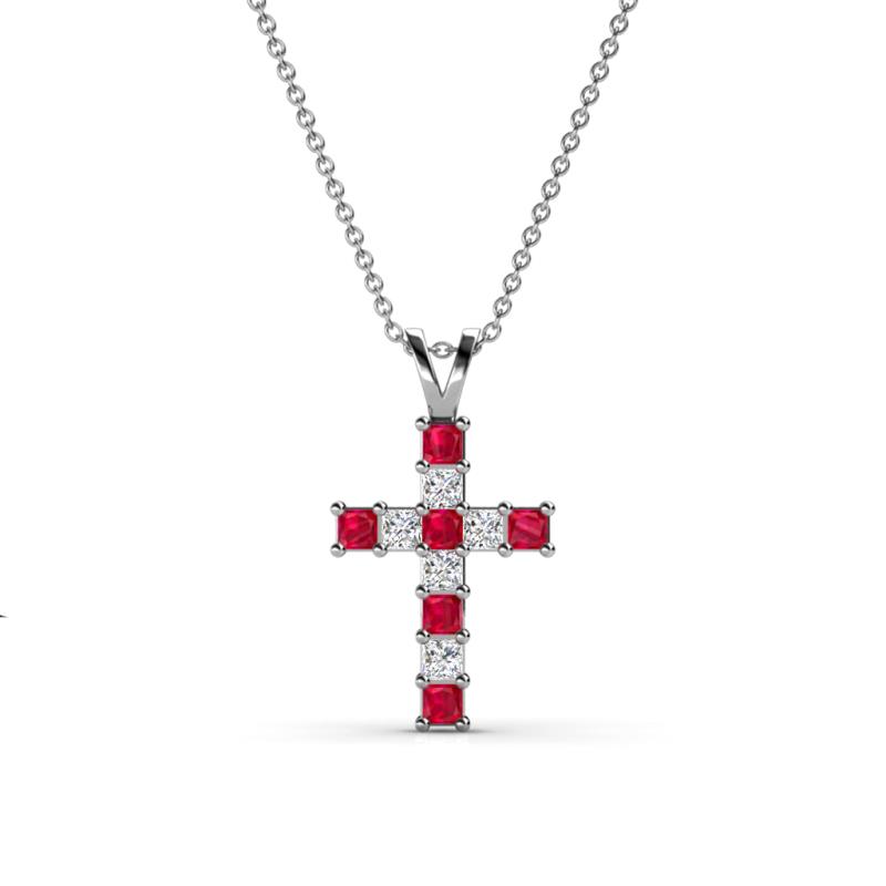 Ethel Ruby and Lab Grown Diamond Cross Pendant 