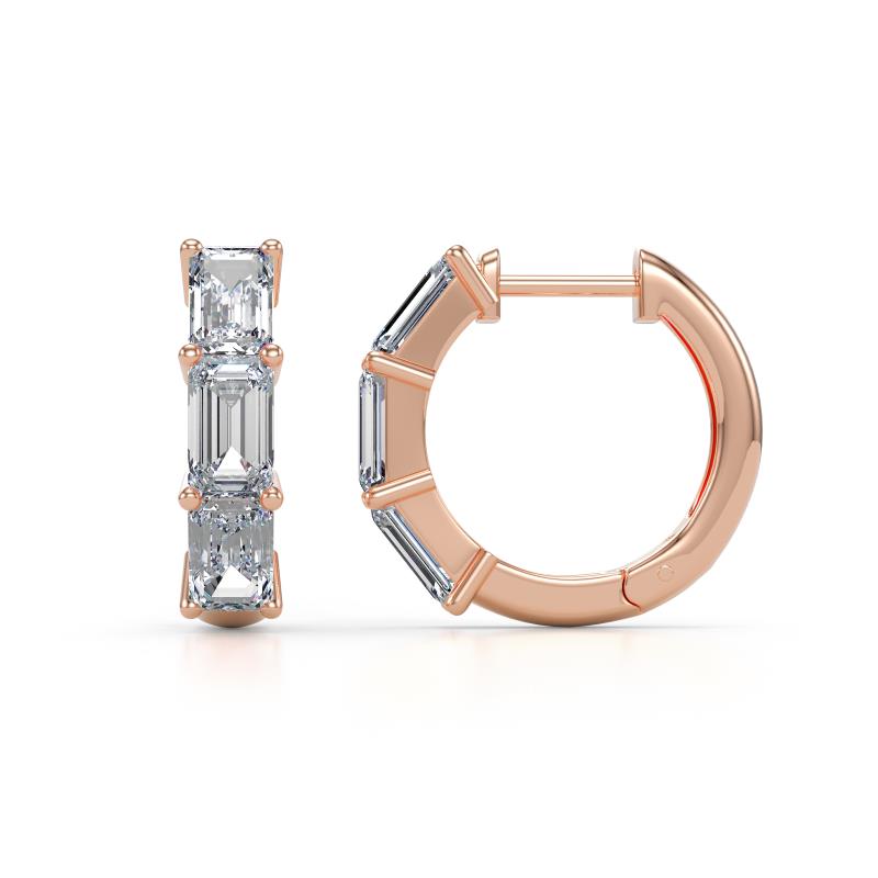 Adele 1.80 ctw Emerald Shape Lab Grown Diamond (5.00 x 3.00 mm) Women Huggie Earrings 