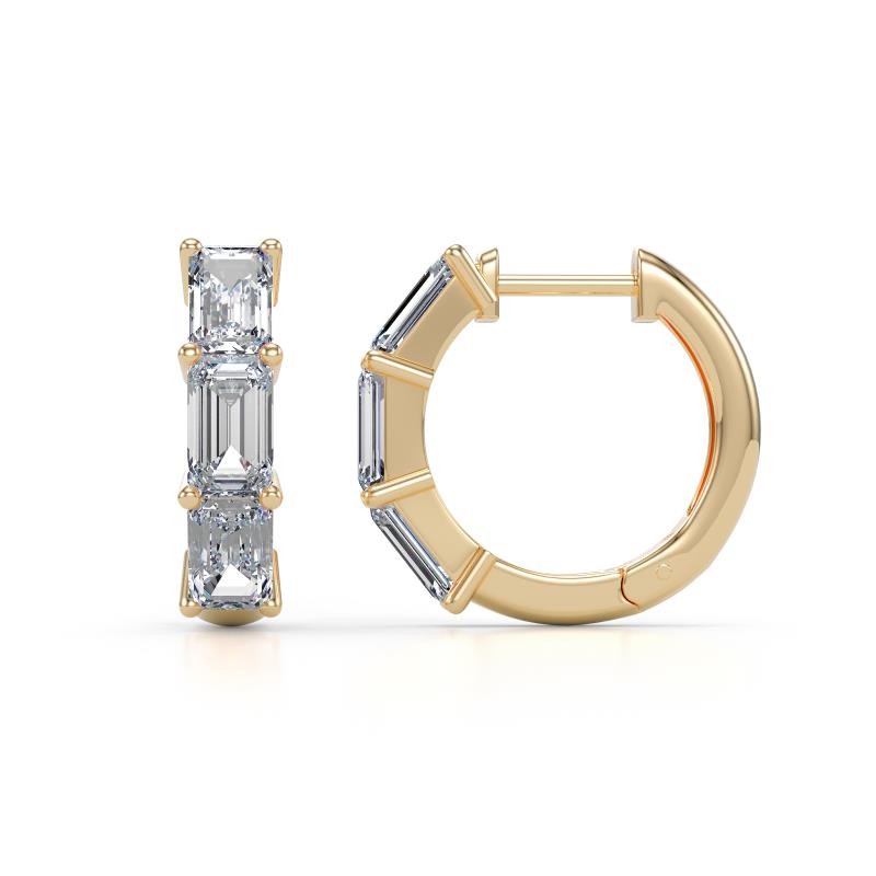 Adele 1.80 ctw Emerald Shape Natural Diamond (5.00 x 3.00 mm) Women Huggie Earrings 