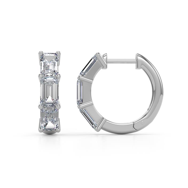 Adele 1.80 ctw Emerald Shape Lab Grown Diamond (5.00 x 3.00 mm) Women Huggie Earrings 