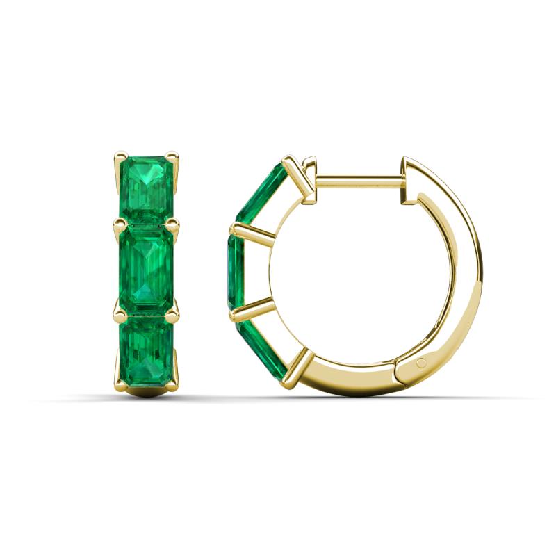 Adele 1.50 ctw Emerald Shape Emerald (5.00 x 3.00 mm) Women Huggie Earrings 
