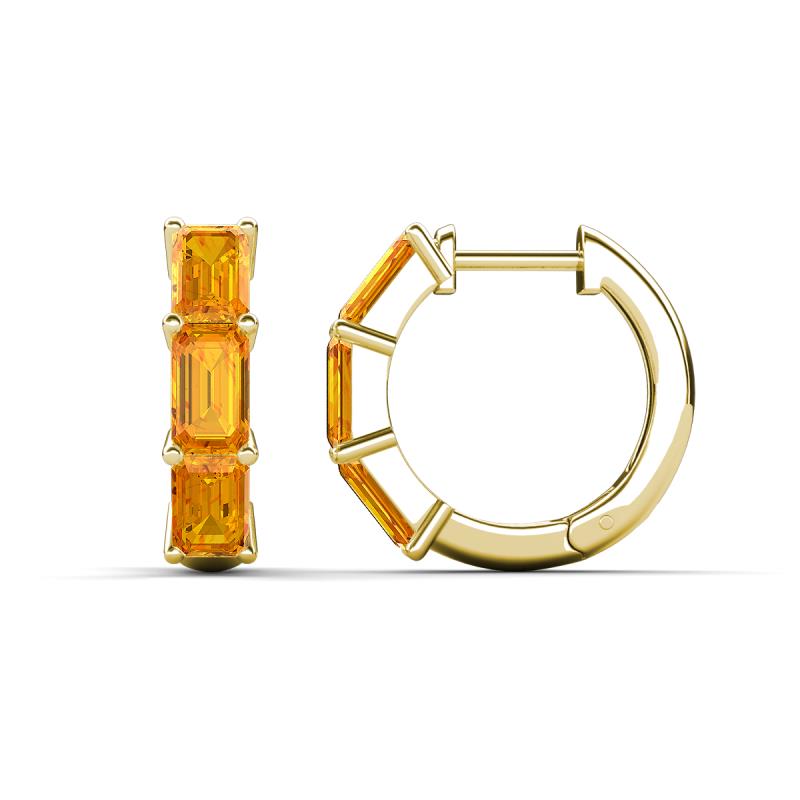 Adele 1.68 ctw Emerald Shape Citrine (5.00 x 3.00 mm) Women Huggie Earrings 