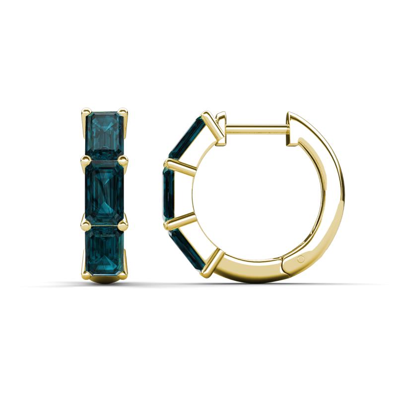 Adele 2.22 ctw Emerald Shape London Blue Topaz (5.00 x 3.00 mm) Women Huggie Earrings 
