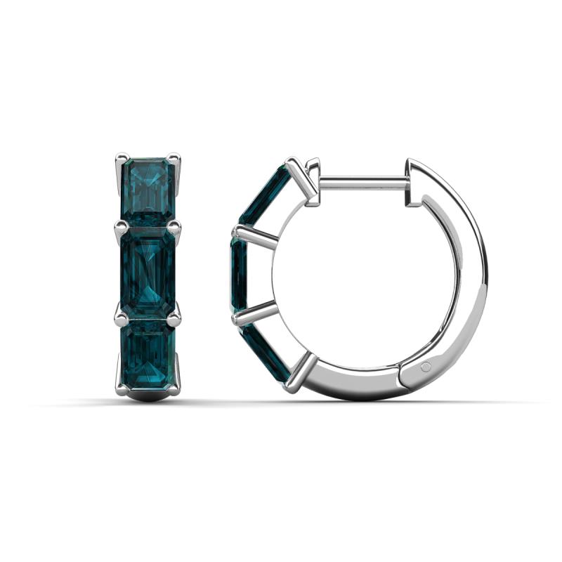 Adele 2.22 ctw Emerald Shape London Blue Topaz (5.00 x 3.00 mm) Women Huggie Earrings 