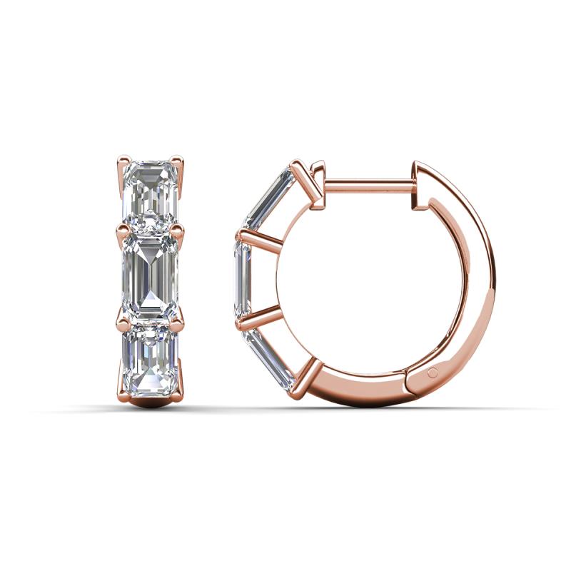 Adele 1.50 ctw Emerald Shape Moissanite (5.00 x 3.00 mm) Women Huggie Earrings 