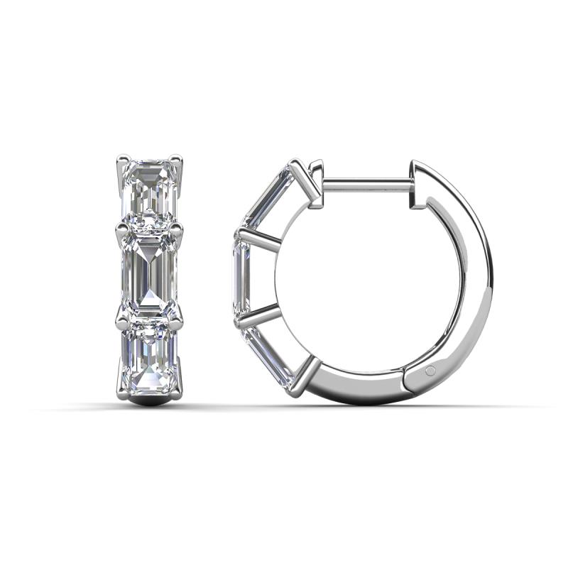 Adele 1.50 ctw Emerald Shape Moissanite (5.00 x 3.00 mm) Women Huggie Earrings 