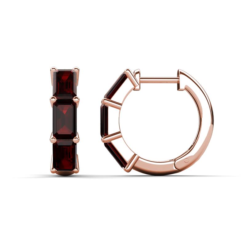 Adele 2.40 ctw Emerald Shape Red Garnet (5.00 x 3.00 mm) Women Huggie Earrings 