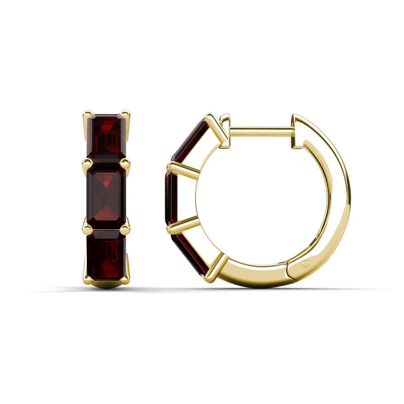 Adele 2.40 ctw Emerald Shape Red Garnet (5.00 x 3.00 mm) Women Huggie Earrings 