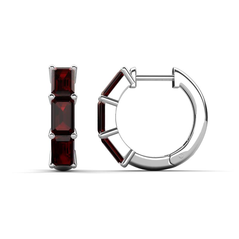 Adele 2.40 ctw Emerald Shape Red Garnet (5.00 x 3.00 mm) Women Huggie Earrings 