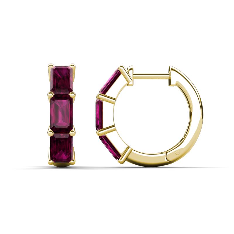 Adele 2.40 ctw Emerald Shape Rhodolite Garnet (5.00 x 3.00 mm) Women Huggie Earrings 