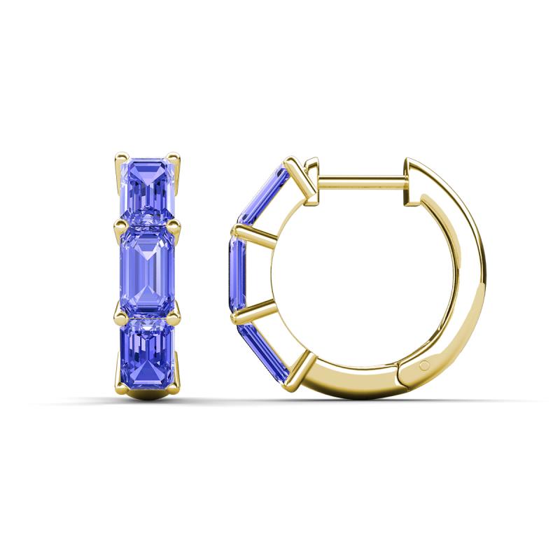 Adele 1.62 ctw Emerald Shape Tanzanite (5.00 x 3.00 mm) Women Huggie Earrings 