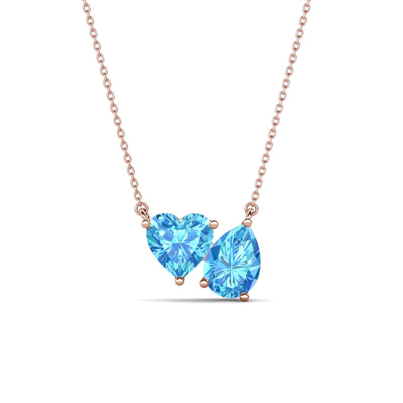 Zuri 1.85 ctw Heart with Pear Shape Blue Topaz Toi Et Moi Women Pendant Necklace 