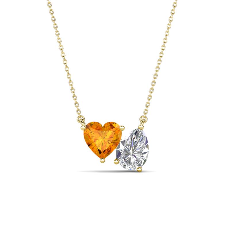 Zuri 1.43 ctw Heart Shape Citrine with Pear Shape IGI Cert. Lab Grown Diamond Women Pendant Necklace 