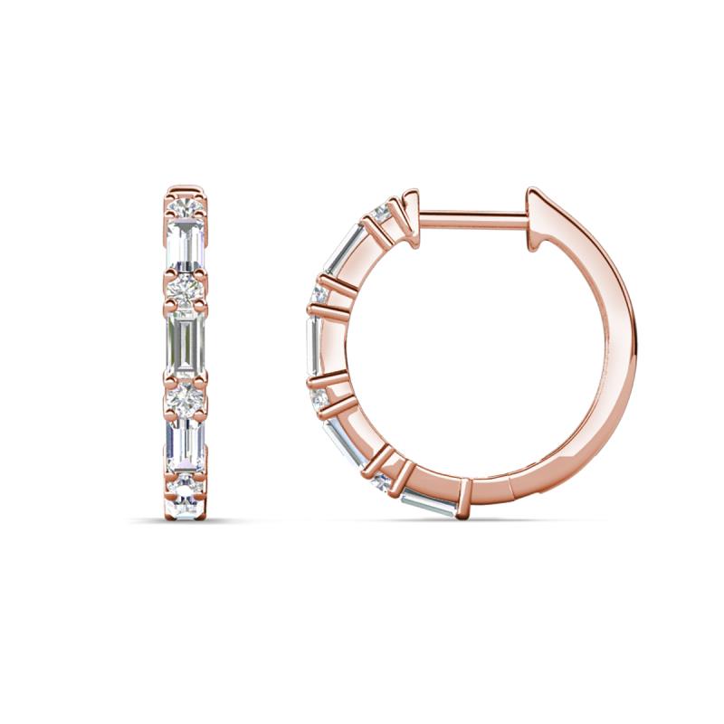 Ayla 0.46 ctw Lab Grown Diamond Round with Baguette Shape Alternating Women Huggie Earrings 