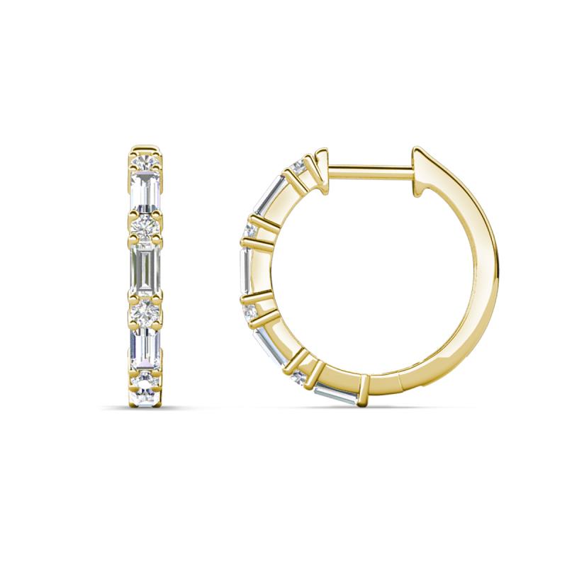 Ayla 0.46 ctw Lab Grown Diamond Round with Baguette Shape Alternating Women Huggie Earrings 